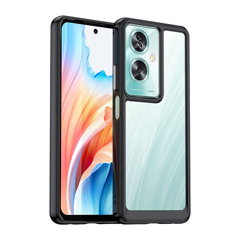 Coque Rebord Contour Silicone et Vitre Transparente Housse Etui J01S pour Oppo A2 5G Noir