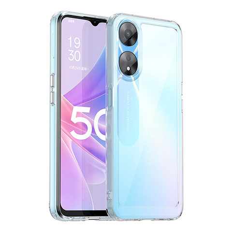 Coque Rebord Contour Silicone et Vitre Transparente Housse Etui J01S pour Oppo A58 5G Clair