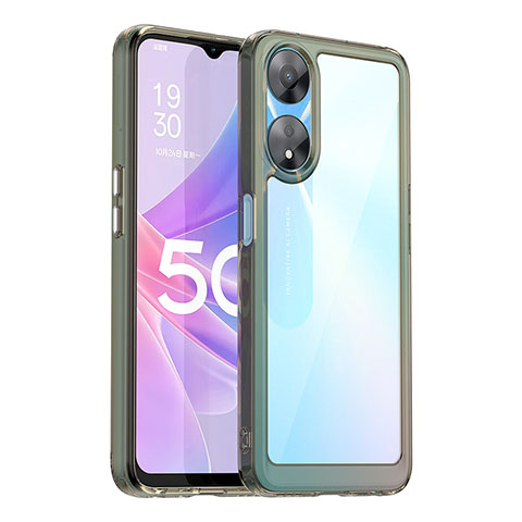 Coque Rebord Contour Silicone et Vitre Transparente Housse Etui J01S pour Oppo A78 5G Gris