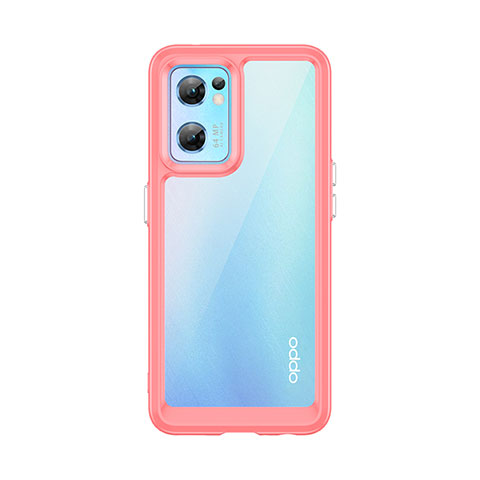 Coque Rebord Contour Silicone et Vitre Transparente Housse Etui J01S pour Oppo Find X5 Lite 5G Rouge