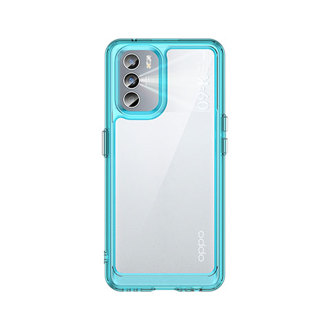 Coque Rebord Contour Silicone et Vitre Transparente Housse Etui J01S pour Oppo K9 Pro 5G Cyan