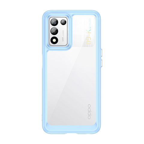 Coque Rebord Contour Silicone et Vitre Transparente Housse Etui J01S pour Oppo K9S 5G Bleu