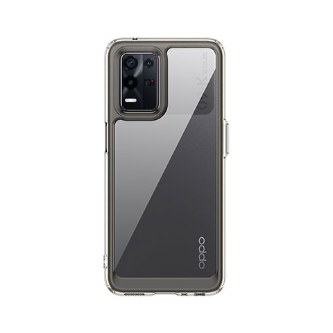 Coque Rebord Contour Silicone et Vitre Transparente Housse Etui J01S pour Oppo K9X 5G Gris