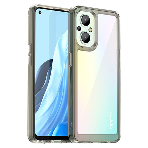 Coque Rebord Contour Silicone et Vitre Transparente Housse Etui J01S pour Oppo Reno7 Lite 5G Gris