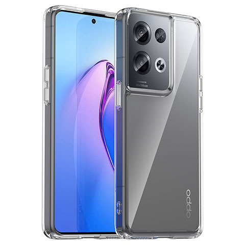 Coque Rebord Contour Silicone et Vitre Transparente Housse Etui J01S pour Oppo Reno8 Pro 5G Clair