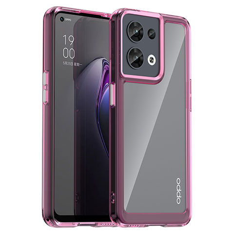 Coque Rebord Contour Silicone et Vitre Transparente Housse Etui J01S pour Oppo Reno9 5G Violet Clair