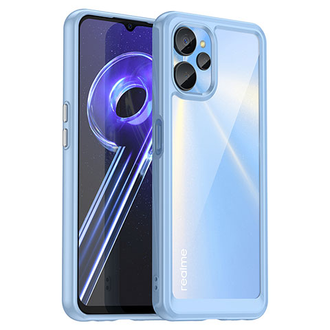 Coque Rebord Contour Silicone et Vitre Transparente Housse Etui J01S pour Realme 9i 5G Bleu