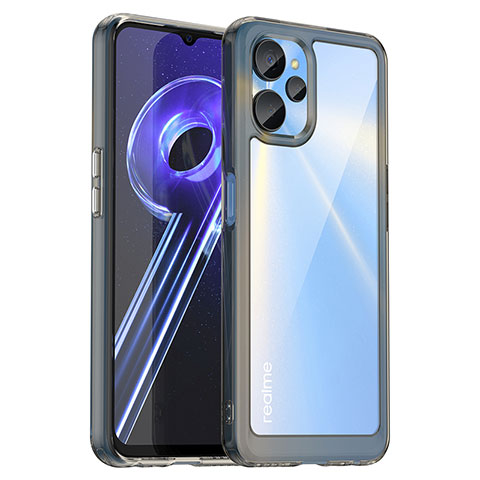 Coque Rebord Contour Silicone et Vitre Transparente Housse Etui J01S pour Realme 9i 5G Gris