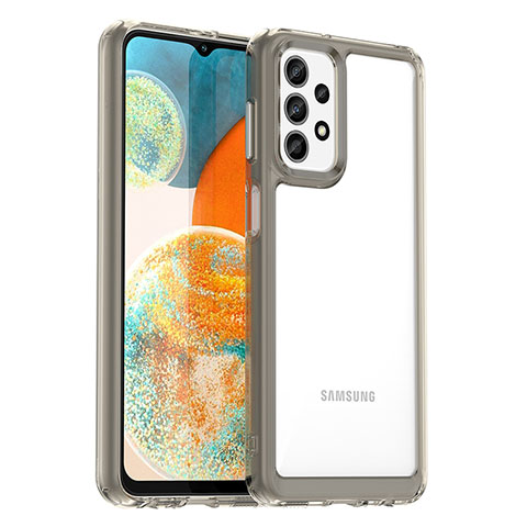 Coque Rebord Contour Silicone et Vitre Transparente Housse Etui J01S pour Samsung Galaxy A23 4G Gris