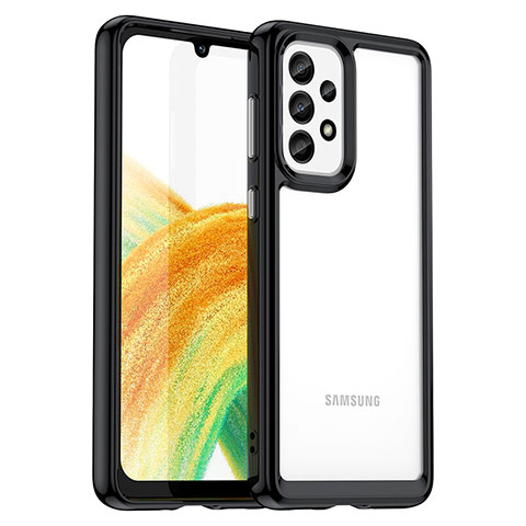 Coque Rebord Contour Silicone et Vitre Transparente Housse Etui J01S pour Samsung Galaxy A33 5G Noir