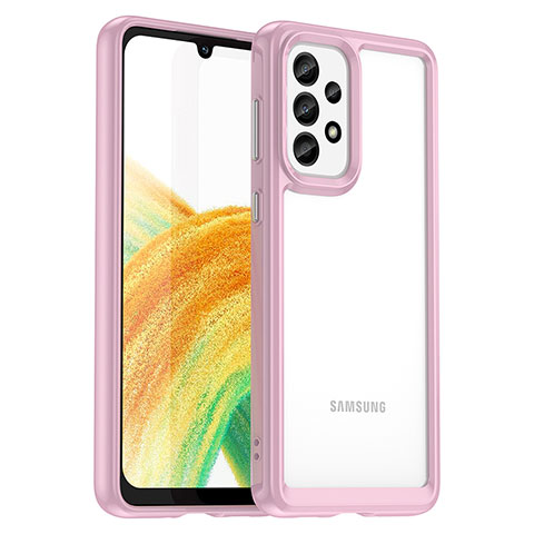 Coque Rebord Contour Silicone et Vitre Transparente Housse Etui J01S pour Samsung Galaxy A33 5G Rose