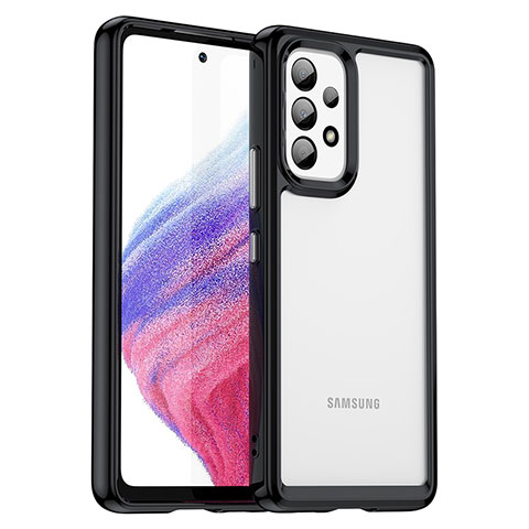 Coque Rebord Contour Silicone et Vitre Transparente Housse Etui J01S pour Samsung Galaxy A53 5G Noir