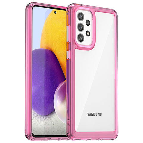 Coque Rebord Contour Silicone et Vitre Transparente Housse Etui J01S pour Samsung Galaxy A73 5G Or Rose