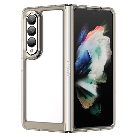 Coque Rebord Contour Silicone et Vitre Transparente Housse Etui J01S pour Samsung Galaxy Z Fold4 5G Gris