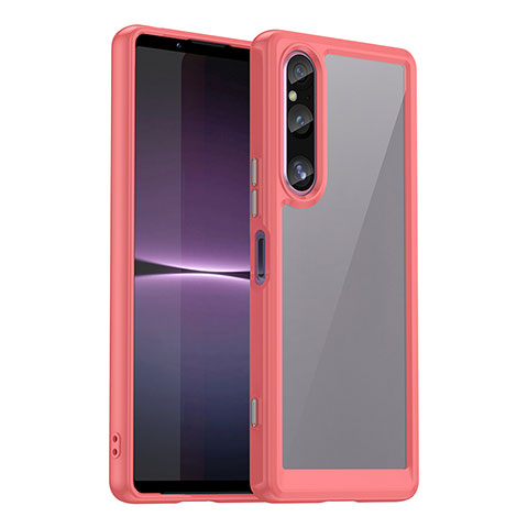 Coque Rebord Contour Silicone et Vitre Transparente Housse Etui J01S pour Sony Xperia 1 V Rouge