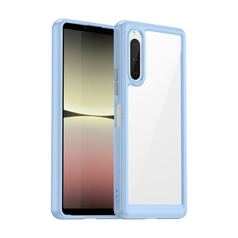 Coque Rebord Contour Silicone et Vitre Transparente Housse Etui J01S pour Sony Xperia 10 V Bleu