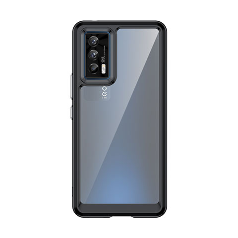 Coque Rebord Contour Silicone et Vitre Transparente Housse Etui J01S pour Vivo iQOO 7 India 5G Noir