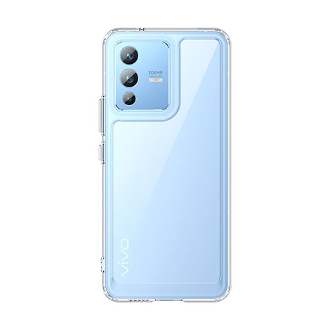 Coque Rebord Contour Silicone et Vitre Transparente Housse Etui J01S pour Vivo V23 5G Clair