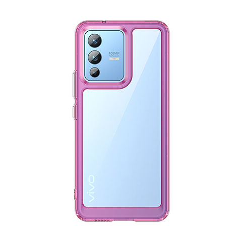 Coque Rebord Contour Silicone et Vitre Transparente Housse Etui J01S pour Vivo V23 5G Violet Clair