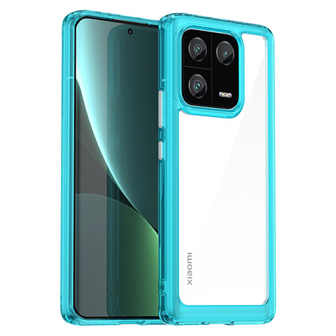 Coque Rebord Contour Silicone et Vitre Transparente Housse Etui J01S pour Xiaomi Mi 13 Pro 5G Bleu Ciel