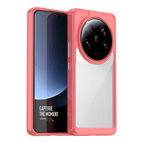 Coque Rebord Contour Silicone et Vitre Transparente Housse Etui J01S pour Xiaomi Mi 13 Ultra 5G Rouge