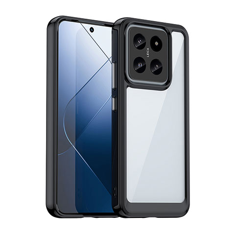 Coque Rebord Contour Silicone et Vitre Transparente Housse Etui J01S pour Xiaomi Mi 14 Pro 5G Noir