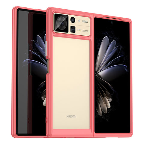 Coque Rebord Contour Silicone et Vitre Transparente Housse Etui J01S pour Xiaomi Mix Fold 2 5G Rouge