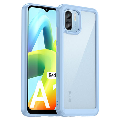 Coque Rebord Contour Silicone et Vitre Transparente Housse Etui J01S pour Xiaomi Poco C50 Bleu