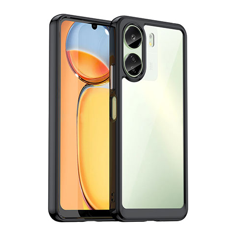 Coque Rebord Contour Silicone et Vitre Transparente Housse Etui J01S pour Xiaomi Poco C65 Noir