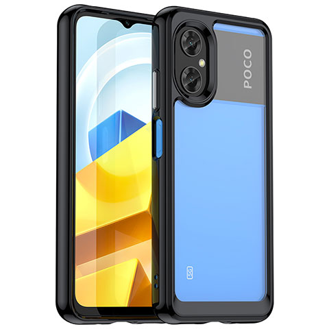 Coque Rebord Contour Silicone et Vitre Transparente Housse Etui J01S pour Xiaomi Poco M4 5G Noir