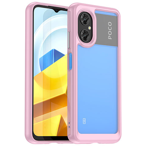 Coque Rebord Contour Silicone et Vitre Transparente Housse Etui J01S pour Xiaomi Poco M4 5G Rose