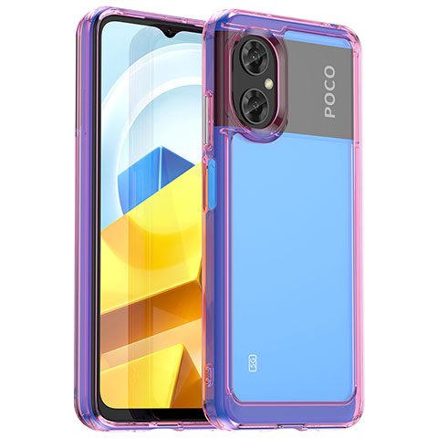 Coque Rebord Contour Silicone et Vitre Transparente Housse Etui J01S pour Xiaomi Poco M4 5G Violet Clair