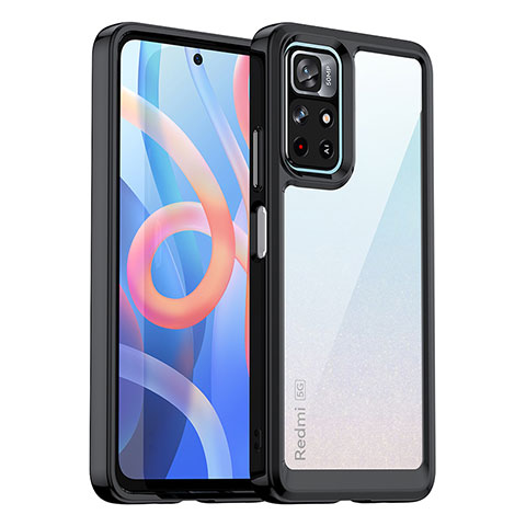 Coque Rebord Contour Silicone et Vitre Transparente Housse Etui J01S pour Xiaomi Poco M4 Pro 5G Noir