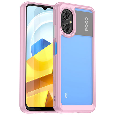 Coque Rebord Contour Silicone et Vitre Transparente Housse Etui J01S pour Xiaomi Poco M5 4G Rose