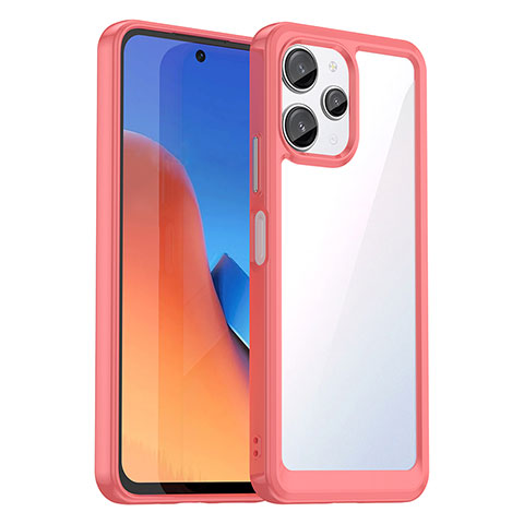 Coque Rebord Contour Silicone et Vitre Transparente Housse Etui J01S pour Xiaomi Poco M6 Pro 5G Rouge