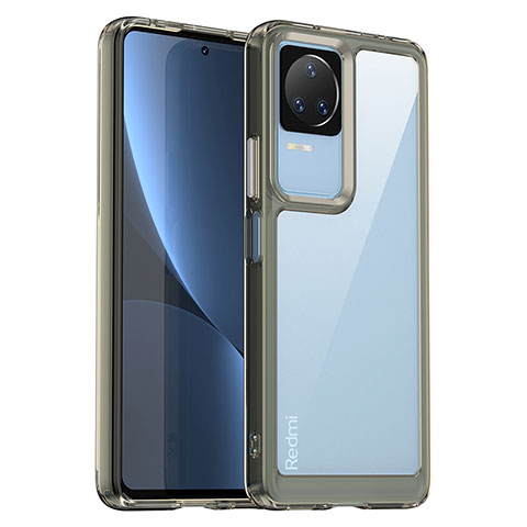 Coque Rebord Contour Silicone et Vitre Transparente Housse Etui J01S pour Xiaomi Redmi K40S 5G Gris