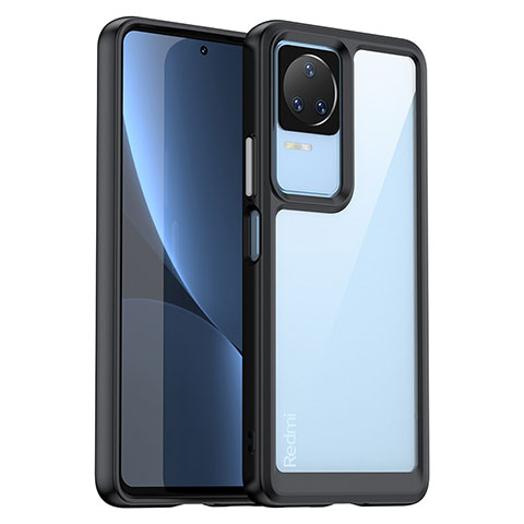 Coque Rebord Contour Silicone et Vitre Transparente Housse Etui J01S pour Xiaomi Redmi K40S 5G Noir