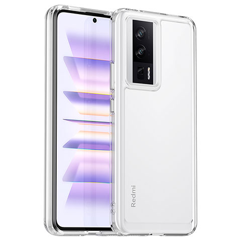 Coque Rebord Contour Silicone et Vitre Transparente Housse Etui J01S pour Xiaomi Redmi K60 5G Clair