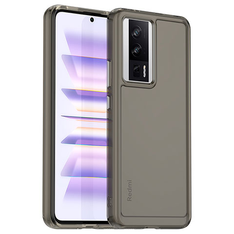 Coque Rebord Contour Silicone et Vitre Transparente Housse Etui J01S pour Xiaomi Redmi K60 5G Gris Fonce