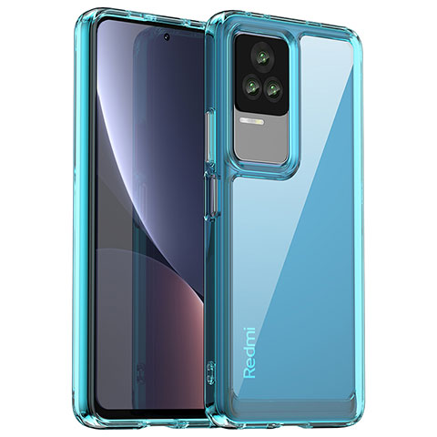 Coque Rebord Contour Silicone et Vitre Transparente Housse Etui J01S pour Xiaomi Redmi K60E 5G Bleu