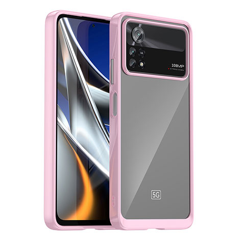 Coque Rebord Contour Silicone et Vitre Transparente Housse Etui J01S pour Xiaomi Redmi Note 11E Pro 5G Rose