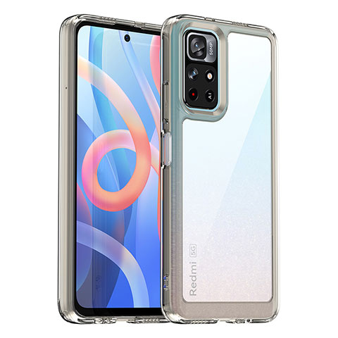 Coque Rebord Contour Silicone et Vitre Transparente Housse Etui J01S pour Xiaomi Redmi Note 11S 5G Gris