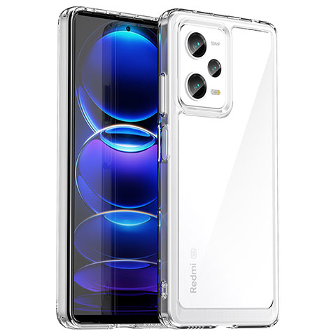 Coque Rebord Contour Silicone et Vitre Transparente Housse Etui J01S pour Xiaomi Redmi Note 12 Pro 5G Clair