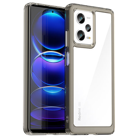 Coque Rebord Contour Silicone et Vitre Transparente Housse Etui J01S pour Xiaomi Redmi Note 12 Pro 5G Gris