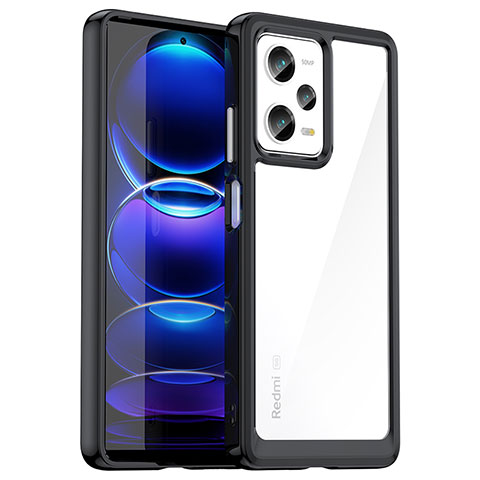 Coque Rebord Contour Silicone et Vitre Transparente Housse Etui J01S pour Xiaomi Redmi Note 12 Pro 5G Noir