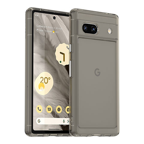 Coque Rebord Contour Silicone et Vitre Transparente Housse Etui J02S pour Google Pixel 7a 5G Gris