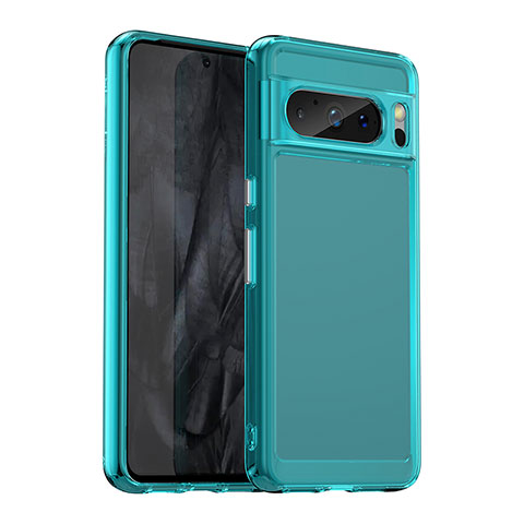 Coque Rebord Contour Silicone et Vitre Transparente Housse Etui J02S pour Google Pixel 8 Pro 5G Bleu