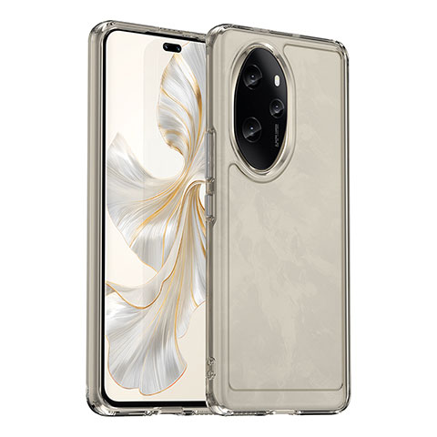 Coque Rebord Contour Silicone et Vitre Transparente Housse Etui J02S pour Huawei Honor 100 Pro 5G Gris