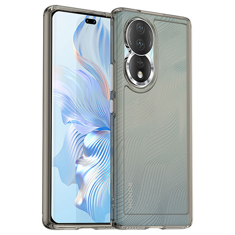 Coque Rebord Contour Silicone et Vitre Transparente Housse Etui J02S pour Huawei Honor 80 5G Gris