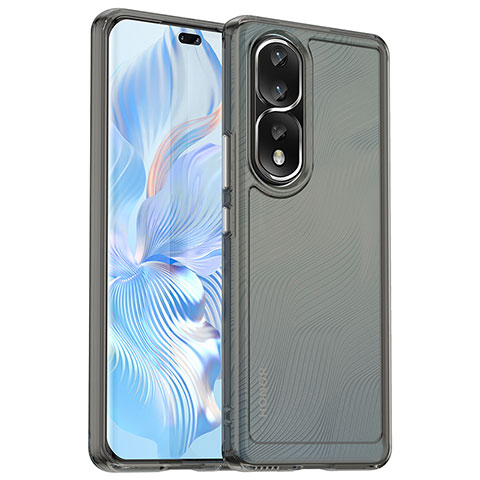 Coque Rebord Contour Silicone et Vitre Transparente Housse Etui J02S pour Huawei Honor 80 Pro 5G Gris